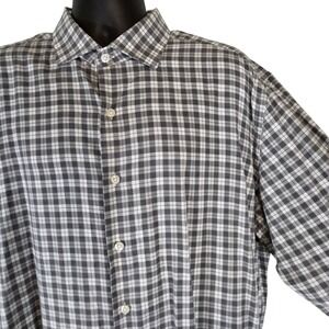 Culturata Gray Plaid‎ Button Up Long Sleeve Tailored Fit Shirt Italian Mens XXL